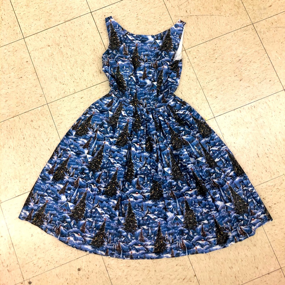 Retro Handmade Sparkly Christmas Village Dress